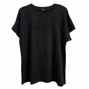 NWOT | Black Pleated Chest Dolman Top | Relaxed Fit | Minimalist | XL